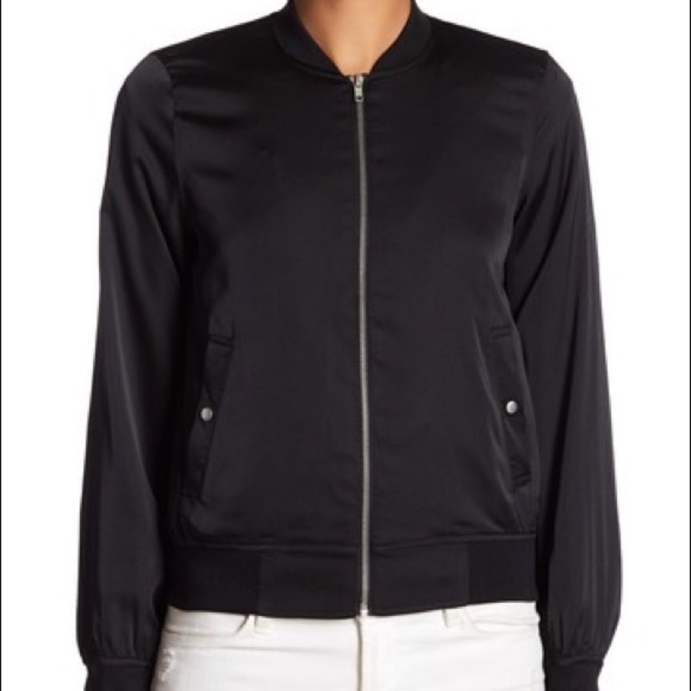 Black satin bomber jacket
